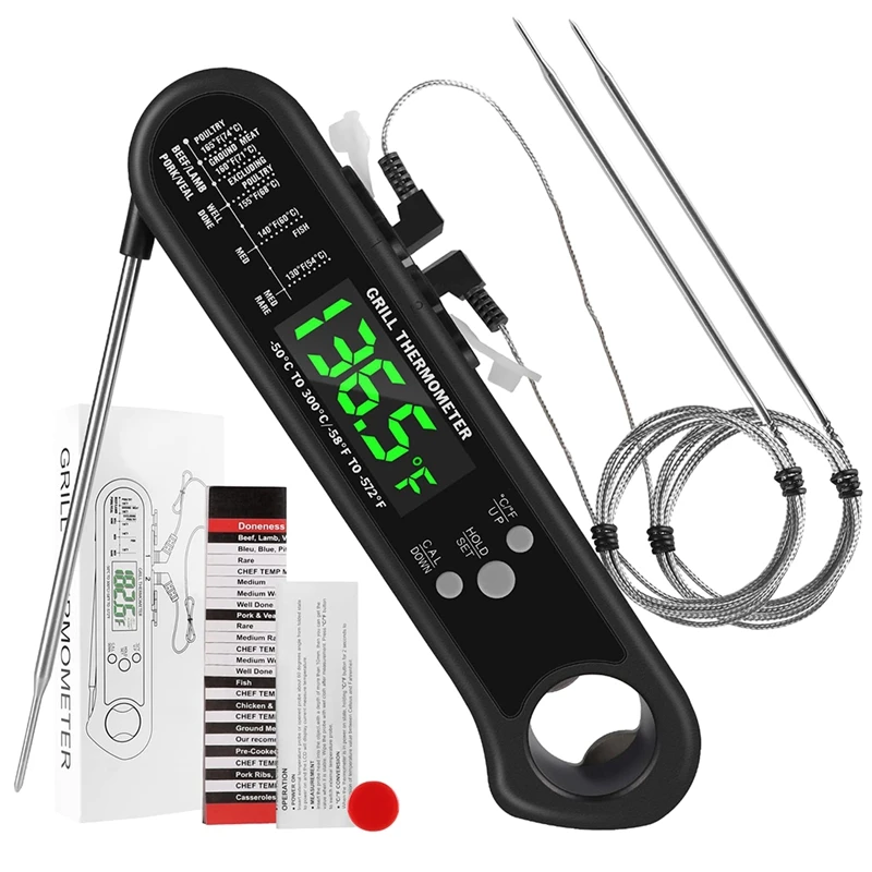 3 In 1 Digital Meat Thermometer Instant Read Food Thermometer With 2 Detachable Wired Probe,Calibration, Alarm Function
3 In 1 Digital Meat Thermometer Instant Read Food Thermometer With 2 Detachable Wired Probe,Calibration, Alarm Function
