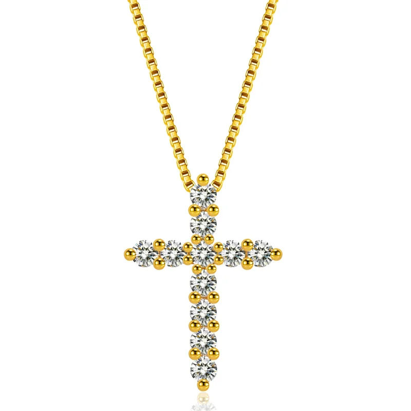 Classic Crystal Cross Pendant Women Gold Necklace Jewelry Temperament Lady 925 Sterling Silver Chain Clavicle Girlfriend Gift
Classic Crystal Cross Pendant Women Gold Necklace Jewelry Temperament Lady 925 Sterling Silver Chain Clavicle Girlfriend Gift