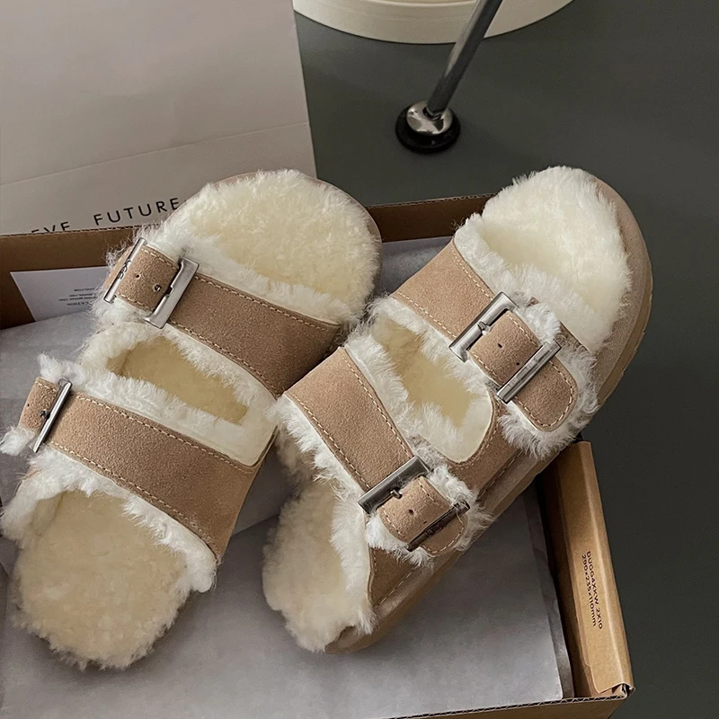 French Thick-sole Wool Slippers Women's Shoes Autumn and Winter Outer Wear Lamb Wool Fashion Soft-sole Cotton Slippers
French Thick-sole Wool Slippers Women's Shoes Autumn and Winter Outer Wear Lamb Wool Fashion Soft-sole Cotton Slippers