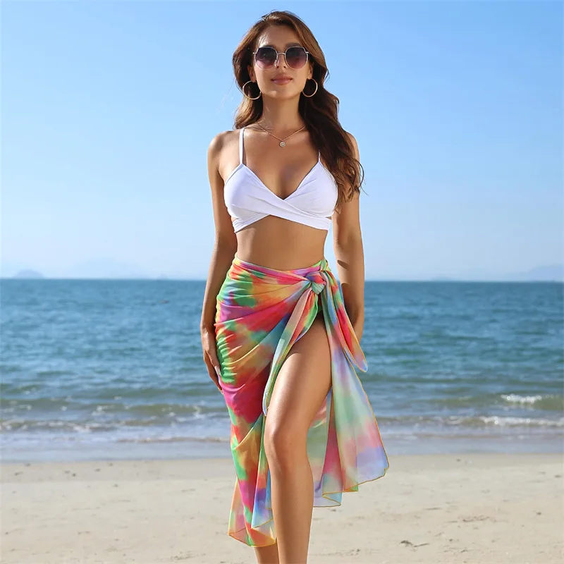 

3Pieces Bikini Set Cover Up Swimsuit Women High Waist Bikinis Floral Print Swimwear 2023 Swimming Beach Wear Bathing Suit Kimono