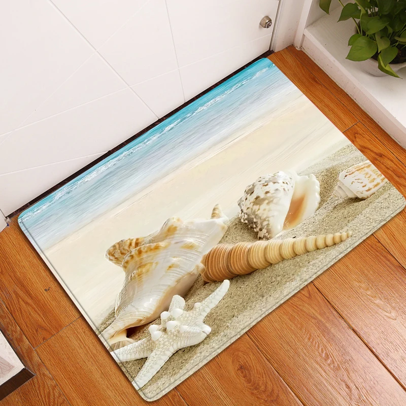 

1Pcs Sea Doormat Ocean Beach Starfish Pattern Anti-Slip Carpet Door Mat Doormat Outdoor Kithchen Living Room Floor Mat Rug