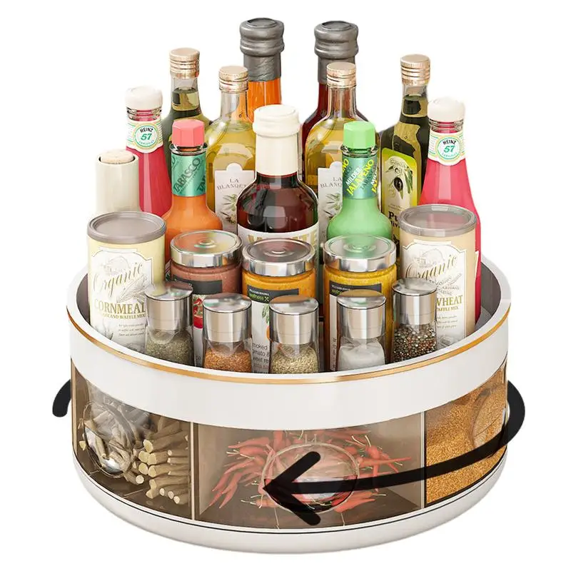 

Spice Turntables Visible Seasoning Organizer Rack With 2 Tiiers Utility Gadgets For Cosmetics Skincare Beverages Spices