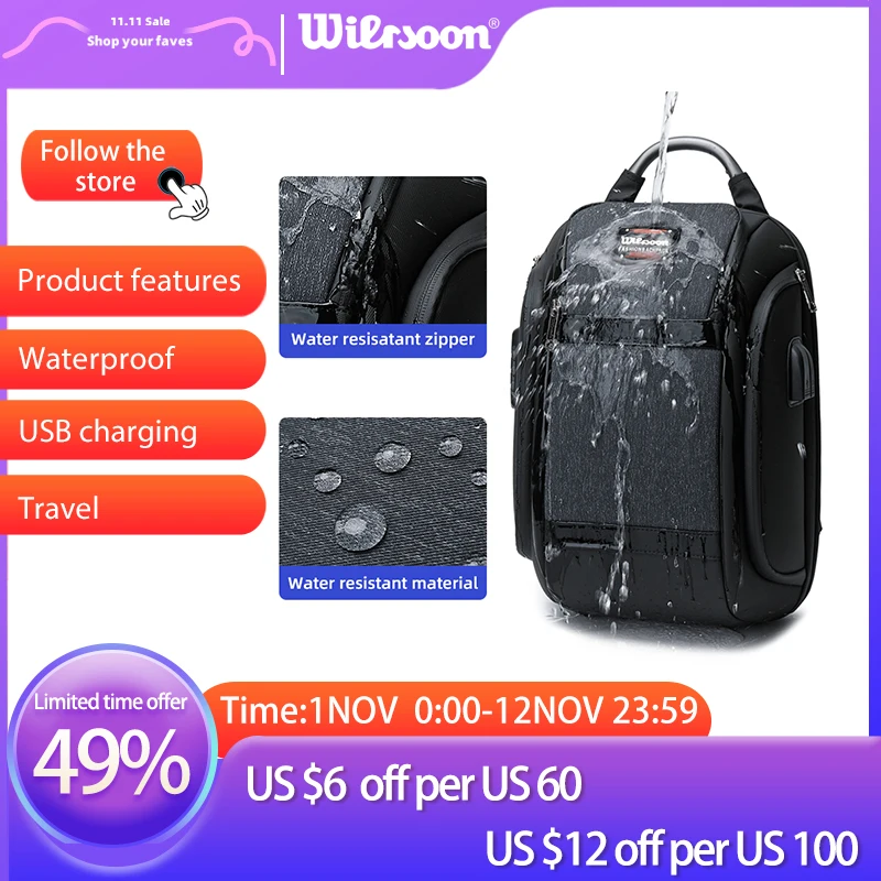 WIERSOON Adjustable Backpacks Men New Anti-thief Women Waterproof Shoulder Bags USB Charging Unisex Travel Leisure Backpack
WIERSOON Adjustable Backpacks Men New Anti-thief Women Waterproof Shoulder Bags USB Charging Unisex Travel Leisure Backpack