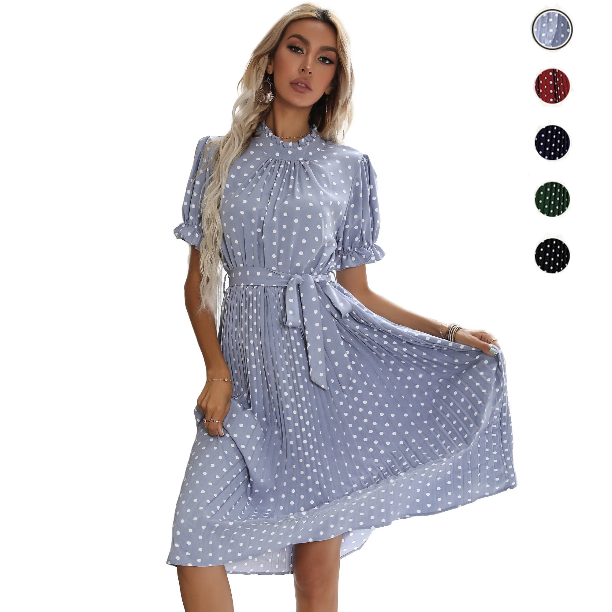 Witbuy Dot Folds Women Dresses Summer 2023 Polyester Casual A Lline O Neck Short Sleeve High Waist Pullover Dress With Belt
Witbuy Dot Folds Women Dresses Summer 2023 Polyester Casual A Lline O Neck Short Sleeve High Waist Pullover Dress With Belt