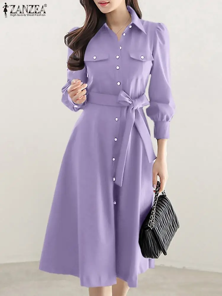 2022 Spring Midi Dress Women's Elegant Solid Robe ZANZEA Fashion Long Sleeve Shirt Vestidos Casual OL Dresses Oversized Sundress
2022 Spring Midi Dress Women's Elegant Solid Robe ZANZEA Fashion Long Sleeve Shirt Vestidos Casual OL Dresses Oversized Sundress