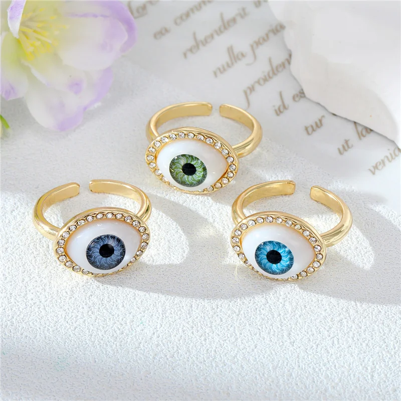 New Shiny Zircon Lucky Turkish Blue Evil Eye Rings For Women Open Adjustable Ring Trend Wedding Band Couple Jewelry Gift
New Shiny Zircon Lucky Turkish Blue Evil Eye Rings For Women Open Adjustable Ring Trend Wedding Band Couple Jewelry Gift