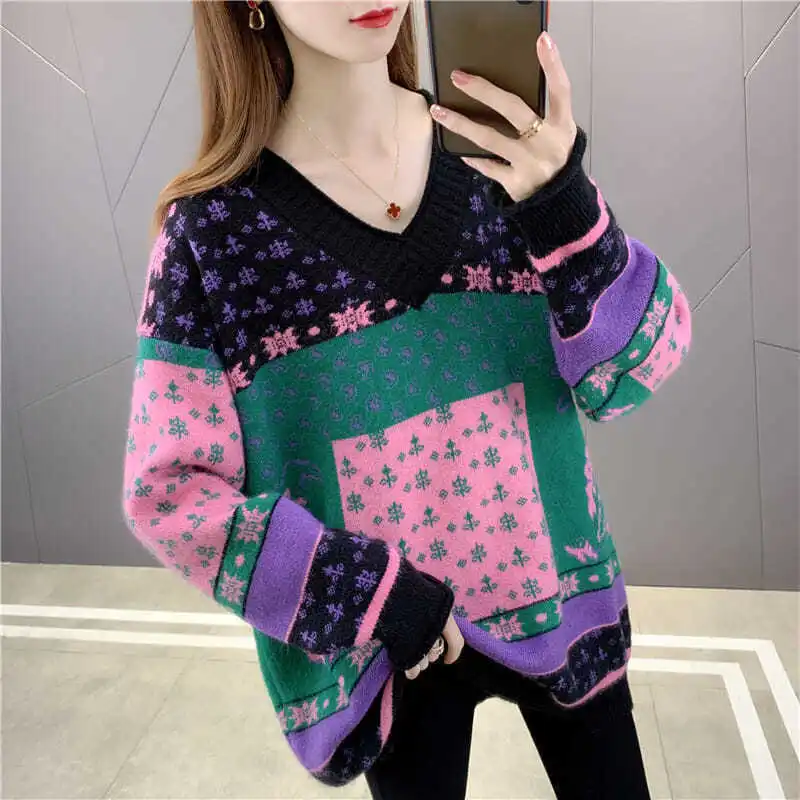 Новинка 2022 г., женские свитера в стиле ольччан, шикарные винтажные повседневные женские пуловеры с V-образным вырезом, повседневный Универса...
Новинка 2022 г., женские свитера в стиле ольччан, шикарные винтажные повседневные женские пуловеры с V-образным вырезом, повседневный Универса...