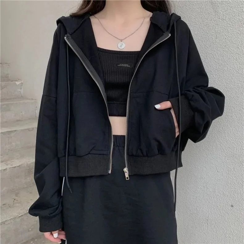 Short Hoodies Women Spring and Autumn Zip Cardigan Jacket Solid Color Hooded Long-sleeved Top Korean Sweatshirt
Short Hoodies Women Spring and Autumn Zip Cardigan Jacket Solid Color Hooded Long-sleeved Top Korean Sweatshirt
