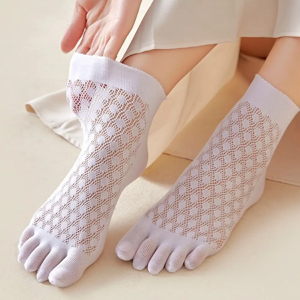 

Удобные впитывающие пот хлопковые сетчатые бархатные женские Чулочно-носочные изделия тонкие носки с пятью пальцами дышащие
