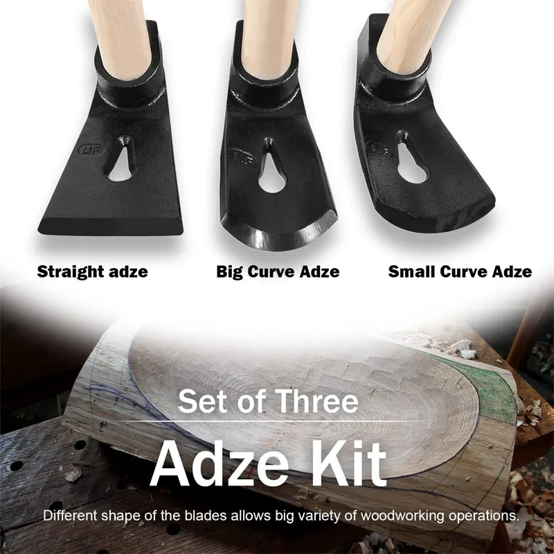 Adze Woodworking Tool Set - Straight Adze, Big /Small Curve Adze Fit for Log Carving Hand Adze Curved Bowl Woodworking Adze Axe
Adze Woodworking Tool Set - Straight Adze, Big /Small Curve Adze Fit for Log Carving Hand Adze Curved Bowl Woodworking Adze Axe