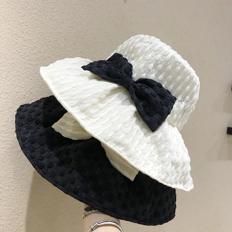 New Bow Tie Sun Shade Hat Sunscreen Protection Bucket Hat Women Outdoor Travel Fashion Wild Big Along Cap
New Bow Tie Sun Shade Hat Sunscreen Protection Bucket Hat Women Outdoor Travel Fashion Wild Big Along Cap