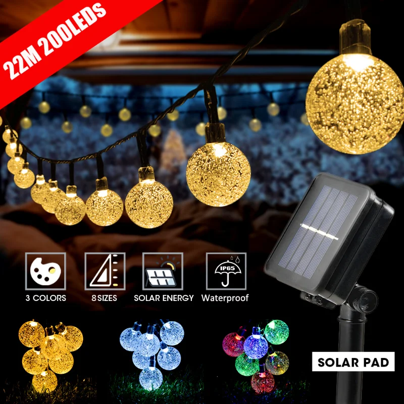 Solar String Lights Outdoor 200 Led Crystal Globe Lights Waterproof Solar Festoon Fairy Light For Garden Christmas Party Decor
Solar String Lights Outdoor 200 Led Crystal Globe Lights Waterproof Solar Festoon Fairy Light For Garden Christmas Party Decor