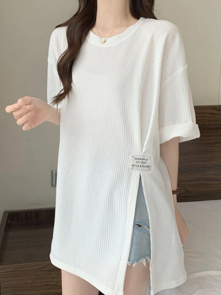 Zoki M-4Xl Letter Print Women Slit T Shirt Korean Streetwear Short Sleeve Oversize Tops Summer Harajuku Solid High Quality Tees
Zoki M-4Xl Letter Print Women Slit T Shirt Korean Streetwear Short Sleeve Oversize Tops Summer Harajuku Solid High Quality Tees