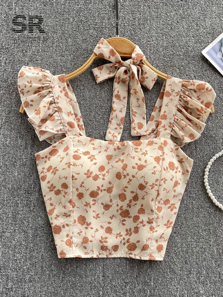 SINGREINY Summer Floral Strap Tops Women Square Neck Bow Ruffles Short Camisole Fashion Korean Flower Ladies Elastic Waist Top
SINGREINY Summer Floral Strap Tops Women Square Neck Bow Ruffles Short Camisole Fashion Korean Flower Ladies Elastic Waist Top