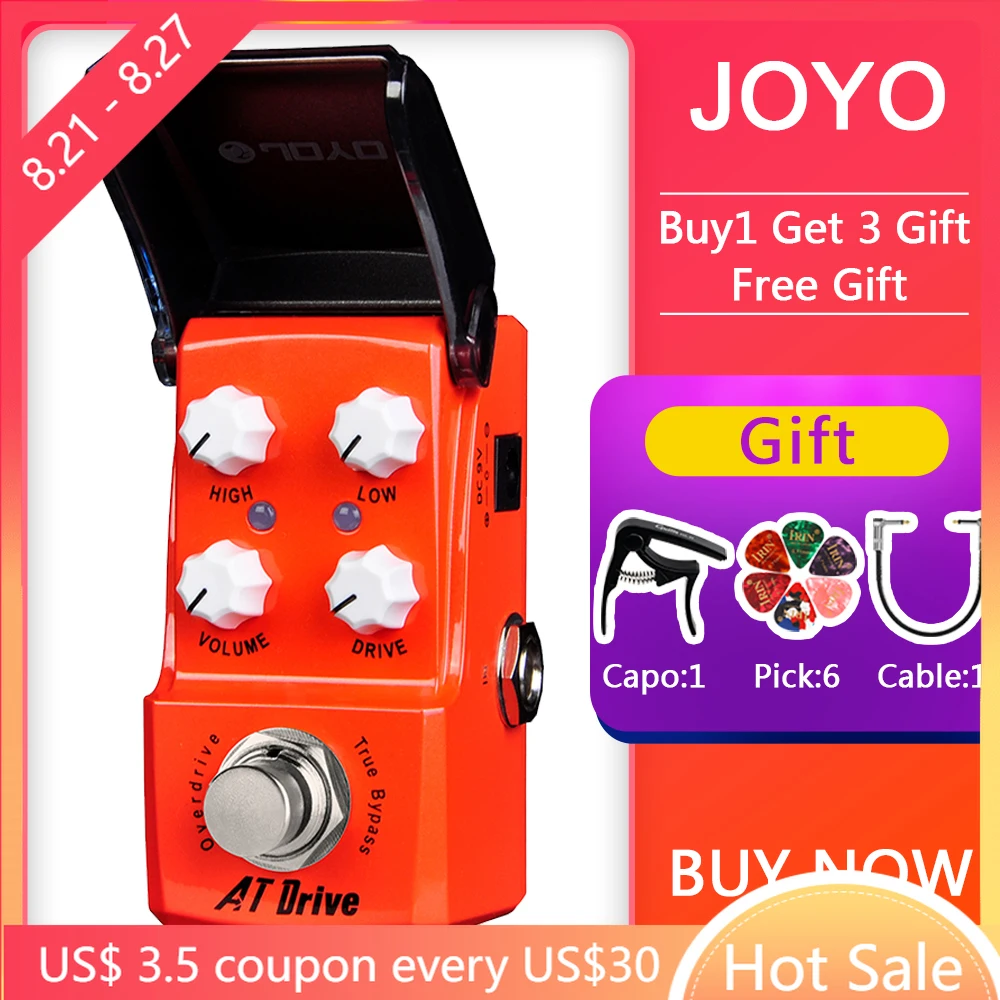 

JOYO JF-305 AT Drive Overdrive Guitar Pedal High Low EQ Volume Drive Adjust Pedal Effect for Electric Guitar True Bypass