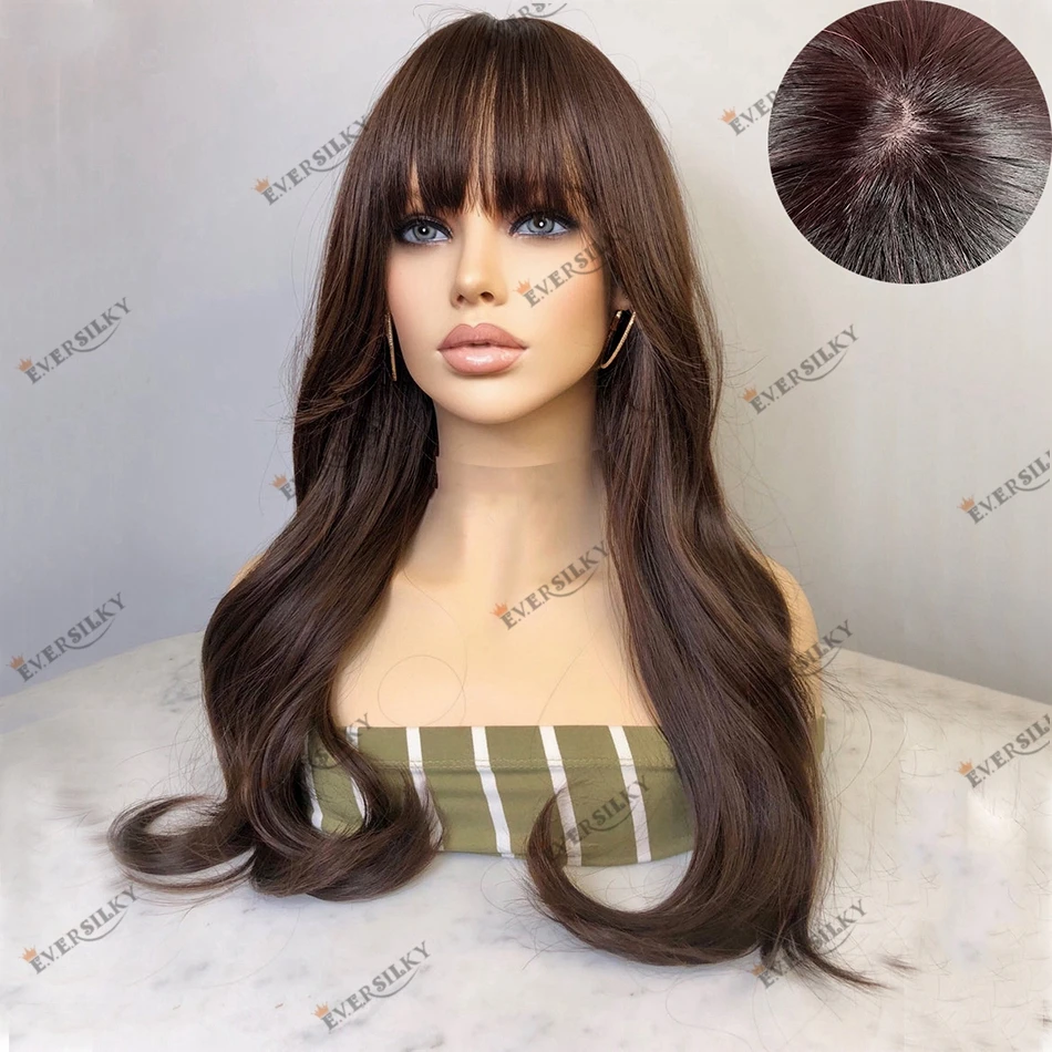 Brown Fringe Human Hair Silk Top Machine Made Wig for Women with Bang Remy Indian 180 Density Wholesale Price Wigs
Brown Fringe Human Hair Silk Top Machine Made Wig for Women with Bang Remy Indian 180 Density Wholesale Price Wigs
