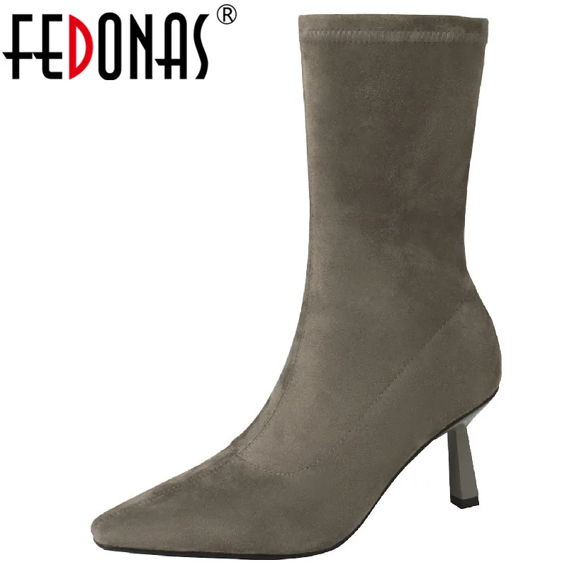 FEDONAS Mature Sexy Concise Women Mid-Calf Boots Pointed Toe Thin High Heels Autumn Winter Stretch Boots Shoes Woman Office Lady
FEDONAS Mature Sexy Concise Women Mid-Calf Boots Pointed Toe Thin High Heels Autumn Winter Stretch Boots Shoes Woman Office Lady