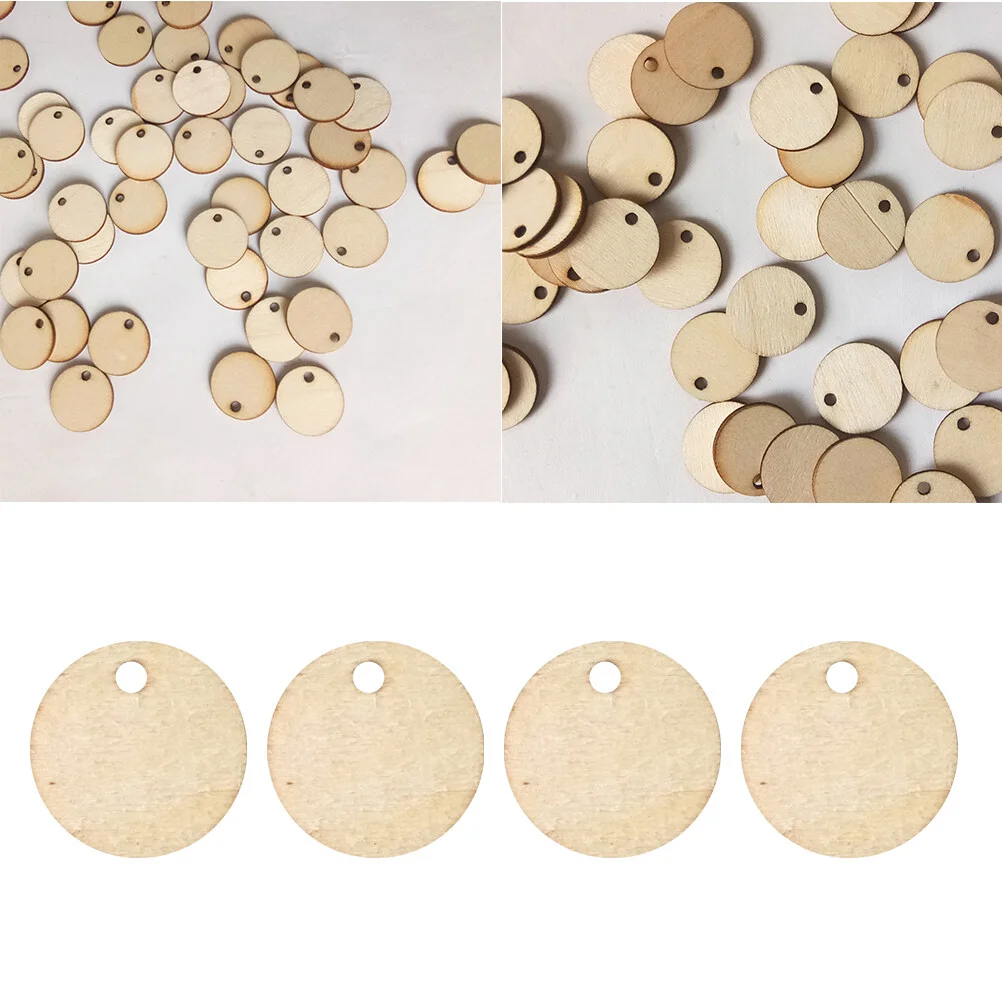 

50Pcs Unfinished Wood Rounds Natural Wooden Slices Craft Wooden Circle Wood Pieces with Hole for DIY Scrapbooking