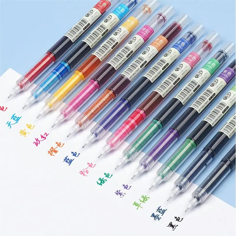 12 Colors Ink Straight Liquid Gel Pen Rollerball 0.5mm Art Painting Font School Office Stationery
12 Colors Ink Straight Liquid Gel Pen Rollerball 0.5mm Art Painting Font School Office Stationery
