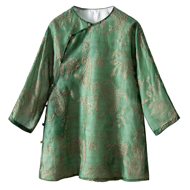Summer New 2023 Chinese Shirt Women New Fashion Tops Mujer Three Quarter Sleeve Women Shirt Luxury Blouse Women
Summer New 2023 Chinese Shirt Women New Fashion Tops Mujer Three Quarter Sleeve Women Shirt Luxury Blouse Women