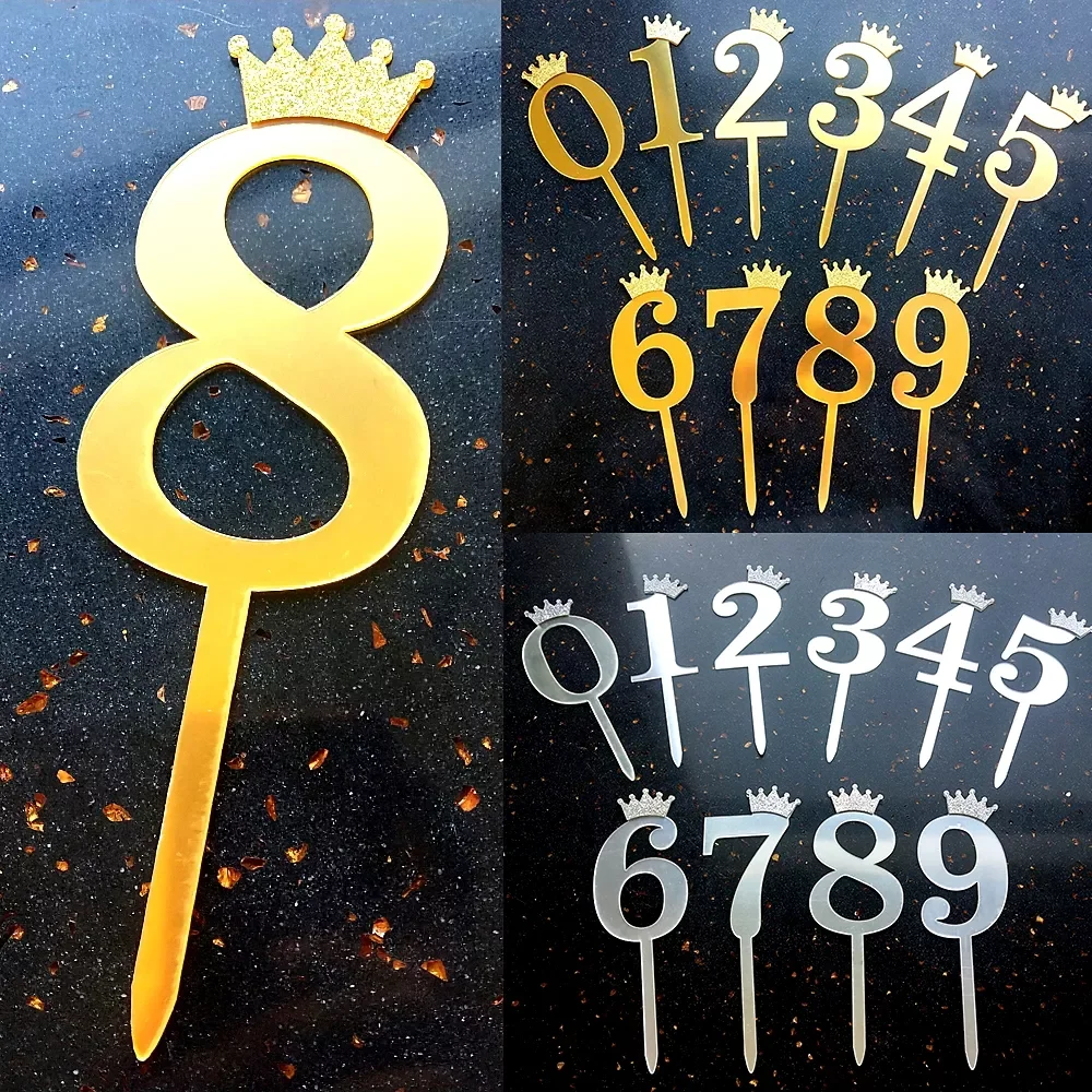 Crown Number Cake Topper Gold Silver Happy Birthday Digital Cakes Insert Wedding Anniversary Party Cake Dessert Decoration Decor
Crown Number Cake Topper Gold Silver Happy Birthday Digital Cakes Insert Wedding Anniversary Party Cake Dessert Decoration Decor