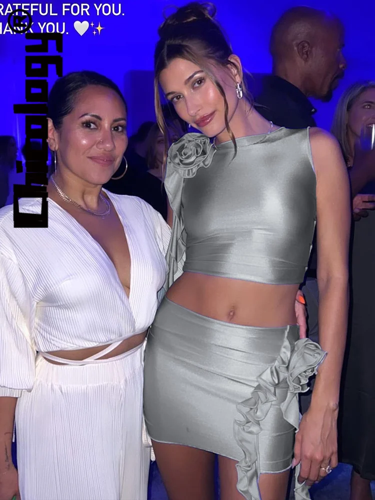 Chicology 2022 Women Satin Tank Top Hailey Same Stytle Rose Decoration 2 Pieces Skirt Set Sexy Party Club Summer Y2K Clothes 
Chicology 2022 Women Satin Tank Top Hailey Same Stytle Rose Decoration 2 Pieces Skirt Set Sexy Party Club Summer Y2K Clothes