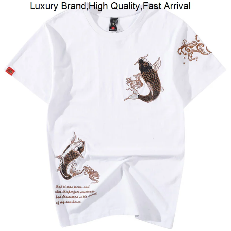 fashion China brand embroidered short sleeve t-shirt men's carp national style loose large cotton T-shirt
fashion China brand embroidered short sleeve t-shirt men's carp national style loose large cotton T-shirt