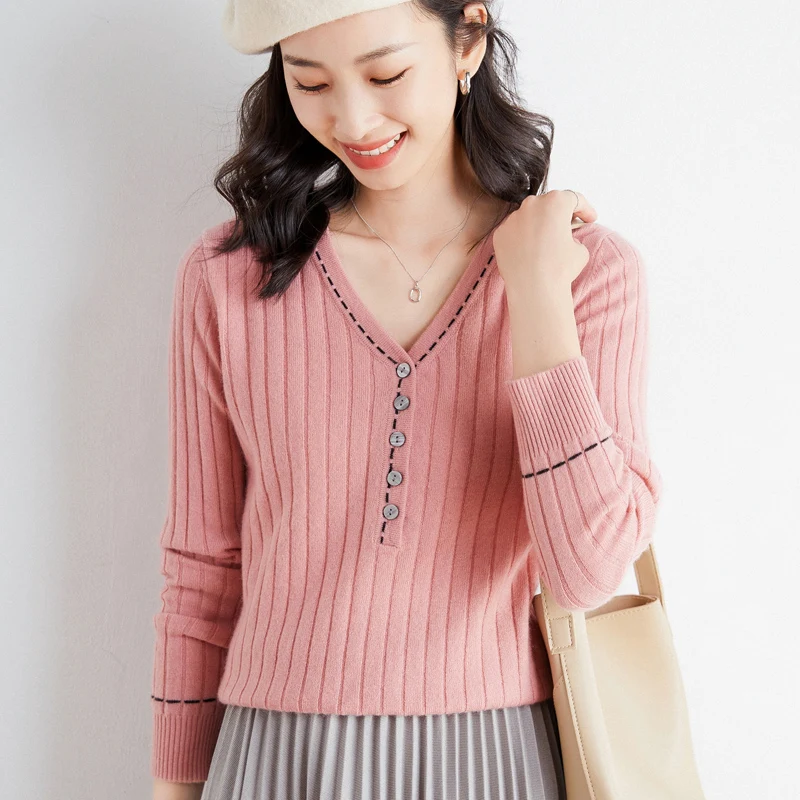 Knitwear Women's New Western Style Spring Gentle Wear With V-Neck Slim Fit And Thin Bottoming Shirt Outside Long-Sleeved Sweater
Knitwear Women's New Western Style Spring Gentle Wear With V-Neck Slim Fit And Thin Bottoming Shirt Outside Long-Sleeved Sweater