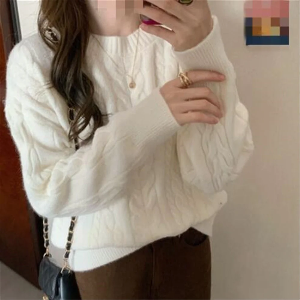 Pullovers Women Solid O-neck Spring Autumn Twist Sweaters Womens All Match Chic Warm Comfortable Knitted Jumpers Trendy Loose
Pullovers Women Solid O-neck Spring Autumn Twist Sweaters Womens All Match Chic Warm Comfortable Knitted Jumpers Trendy Loose