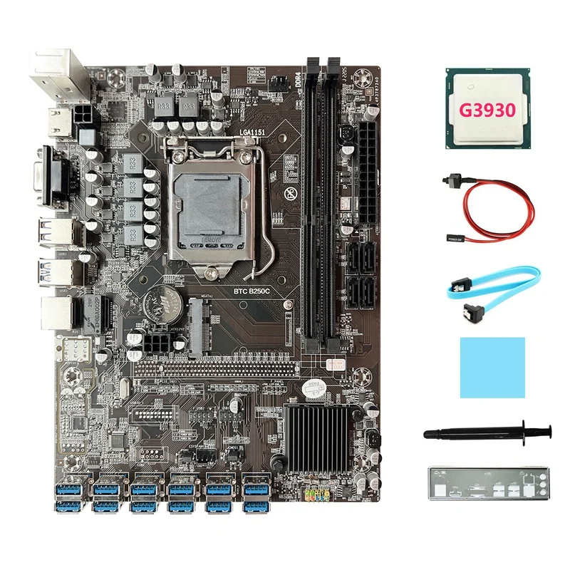 Материнская плата B250C ETH Miner + ЦП G3930 + перегородка + кабель SATA + переключатель + термопаста + термопрокладка LGA1151 12usb слот GPU
Материнская плата B250C ETH Miner + ЦП G3930 + перегородка + кабель SATA + переключатель + термопаста + термопрокладка LGA1151 12usb слот GPU