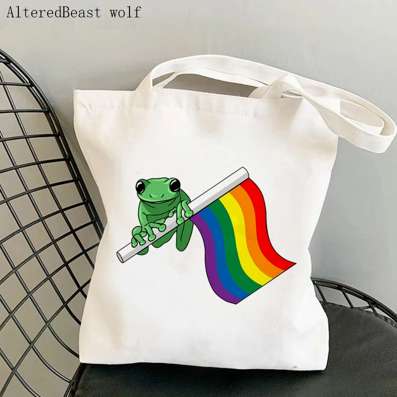 Women Shopper bag Progress Gay Pride Frog Flag LGBT Bag Harajuku Shopping Canvas Shopper Bag girl handbag Shoulder Lady Bag
Women Shopper bag Progress Gay Pride Frog Flag LGBT Bag Harajuku Shopping Canvas Shopper Bag girl handbag Shoulder Lady Bag