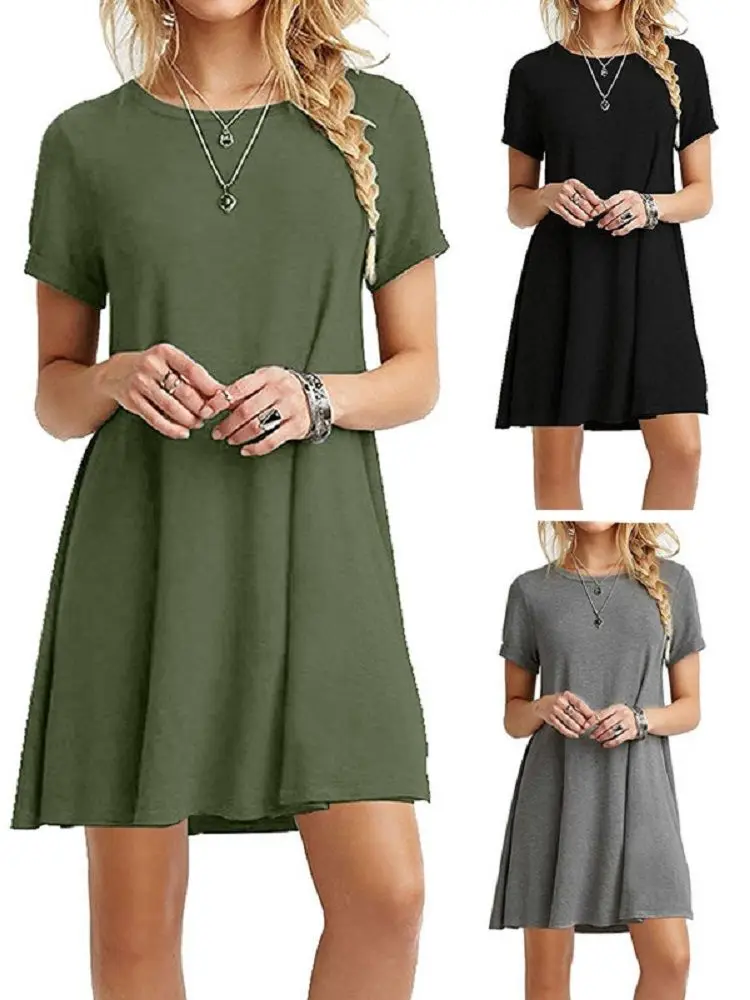Short sleeved dress women's new style Casual Boho Beach Dresses Womens O-Neck Party Summer Dress Short Sleeve Loose Mini Dress
Short sleeved dress women's new style Casual Boho Beach Dresses Womens O-Neck Party Summer Dress Short Sleeve Loose Mini Dress