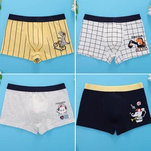 4Pcs/Lot Boy Cotton Briefs Cartoon Pattern Baby Boy Underwear Size S-XXXL Children Soft Underpants Briefs