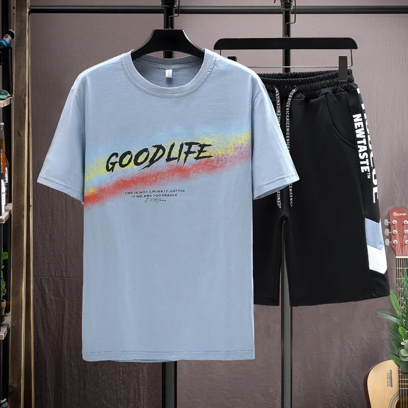2022 Summer 100% cotton Sport Men's Short Sleeve T-Shirt + Short Pant 2 Pieces Sets Male New Homewear Suits for Men Tracksuit
2022 Summer 100% cotton Sport Men's Short Sleeve T-Shirt + Short Pant 2 Pieces Sets Male New Homewear Suits for Men Tracksuit
