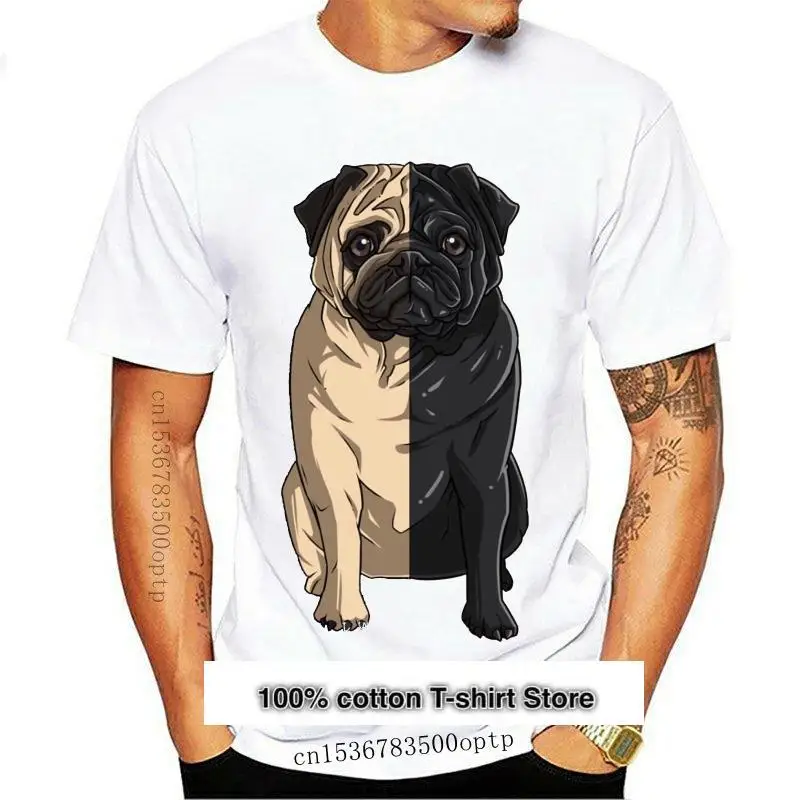 

Camiseta divertida Unisex, Camisa de algodón con estampado de perro Pug en blanco y negro, S-3Xl, 2021