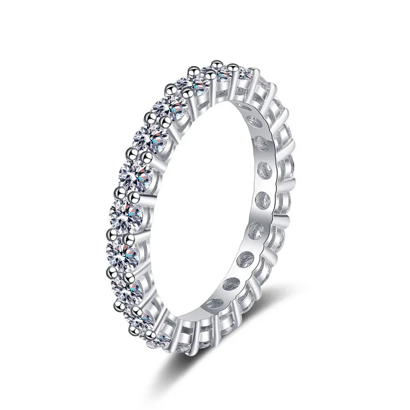 

2.2 Carat Moissanite Full Circle Row Diamond Ring 925 Sterling Silver Pass Diamond Test For Women Wedding Fine Jewelry