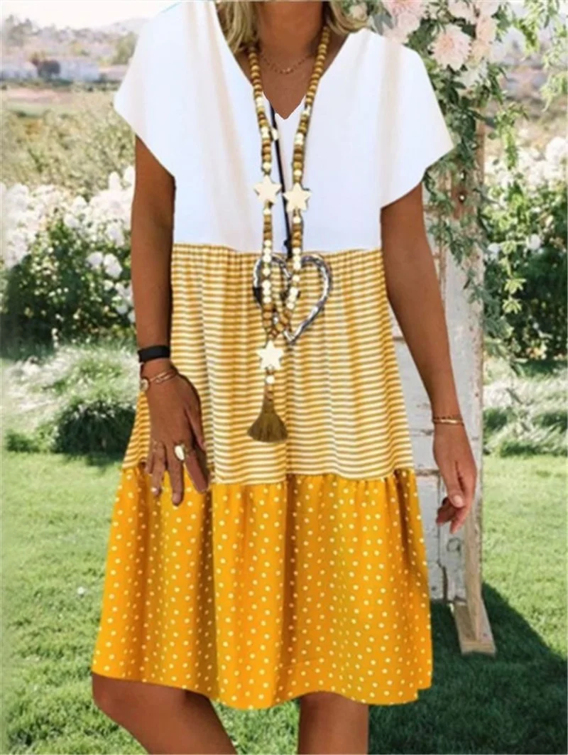 2022 New Summer Dress Female Short Sleeve Elegant Stripe Print Casual Sweet A-Line Skirt Women Dot Dresses Vestido Mujer Dress
2022 New Summer Dress Female Short Sleeve Elegant Stripe Print Casual Sweet A-Line Skirt Women Dot Dresses Vestido Mujer Dress