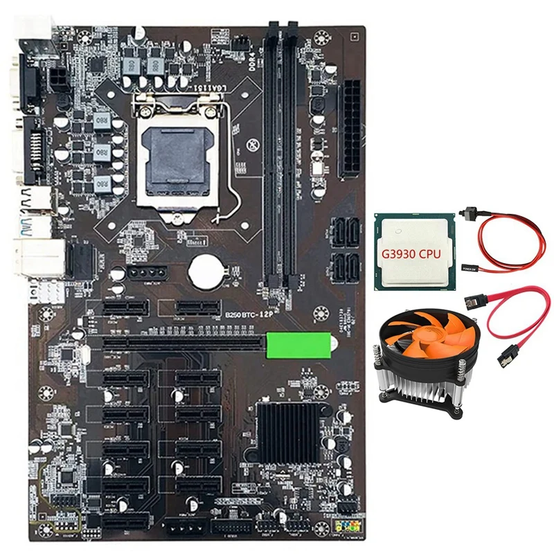 HOT-B250 BTC Mining Motherboard LGA 1151 with G3930 CPU+Cooling Fan+Switch Cable+SATA Cable Supports DDR4 DIMM RAM
HOT-B250 BTC Mining Motherboard LGA 1151 with G3930 CPU+Cooling Fan+Switch Cable+SATA Cable Supports DDR4 DIMM RAM