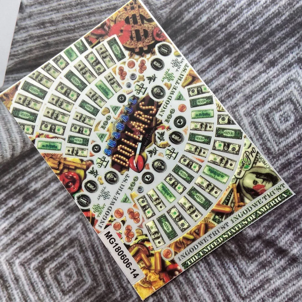1PCS 3D US Dollar Sign Nail Art Stickers Self-Adhesive Money Wealthy Rich 100 Bill Dollar Decoration Slider Nail Tips Decals
1PCS 3D US Dollar Sign Nail Art Stickers Self-Adhesive Money Wealthy Rich 100 Bill Dollar Decoration Slider Nail Tips Decals