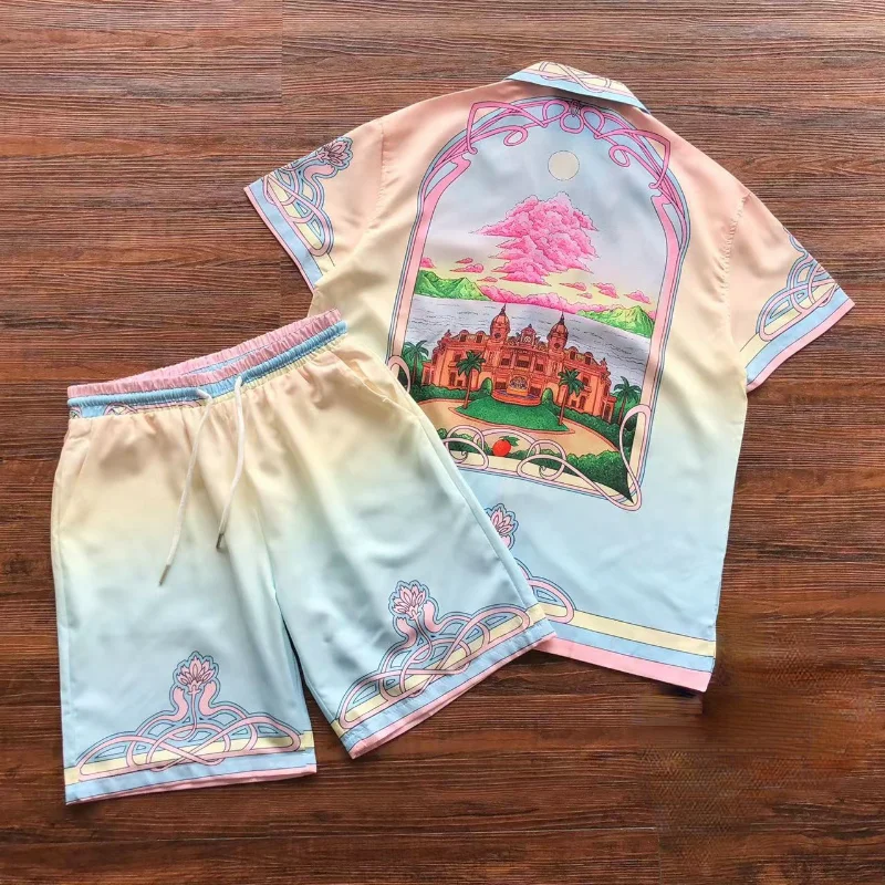 Женские и мужские градиентные рубашки, Винтажная Футболка с рукавами и принтом замка, новинка 1:1
Женские и мужские градиентные рубашки, Винтажная Футболка с рукавами и принтом замка, новинка 1:1