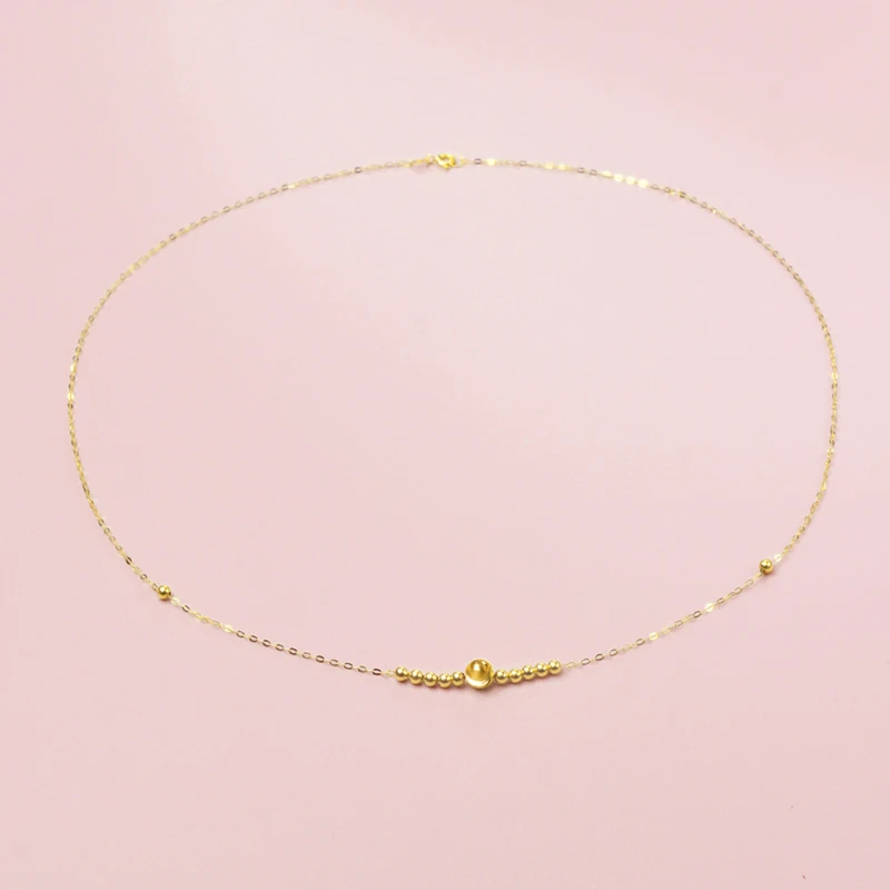 ZHIXI Real 18K Yellow Gold Cateyes Bead Necklace Pendnat Au750 Chopin chain fine jewelry wedding Box Brand Trendy Gift For Women
ZHIXI Real 18K Yellow Gold Cateyes Bead Necklace Pendnat Au750 Chopin chain fine jewelry wedding Box Brand Trendy Gift For Women