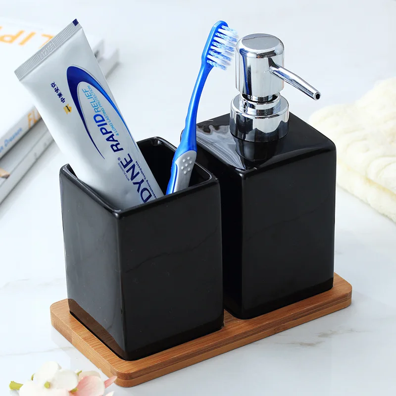 Ceramic Liquid Soap Dispenser Bathroom Accessories With Wood Tray Hand Washing Bottle Bathroom Cup Wood Pad Emulsion Bottle
Ceramic Liquid Soap Dispenser Bathroom Accessories With Wood Tray Hand Washing Bottle Bathroom Cup Wood Pad Emulsion Bottle