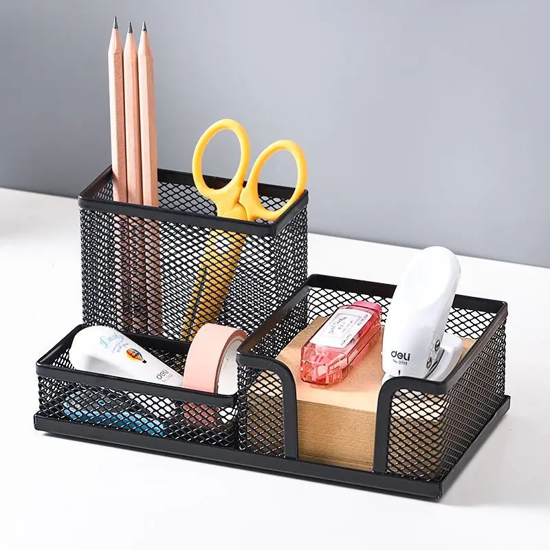 

Настольный канцелярский Органайзер, креативный металлический держатель для ручек, стеллаж для хранения карандашей и файлов, ящик для хране...