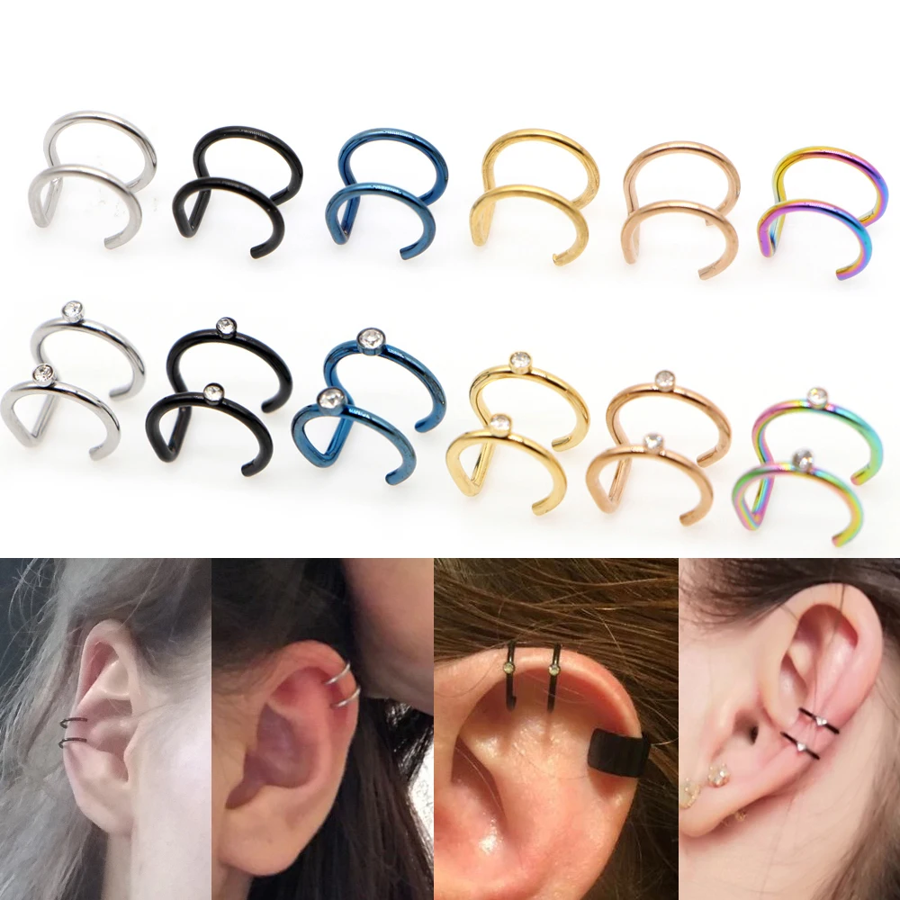 2pc Punk Man/Women Stainless Steel Ear Clip Fake Earring Cuff Wrap Earrings No piercing-Clip On Cartilage Wrap Jewelry
2pc Punk Man/Women Stainless Steel Ear Clip Fake Earring Cuff Wrap Earrings No piercing-Clip On Cartilage Wrap Jewelry