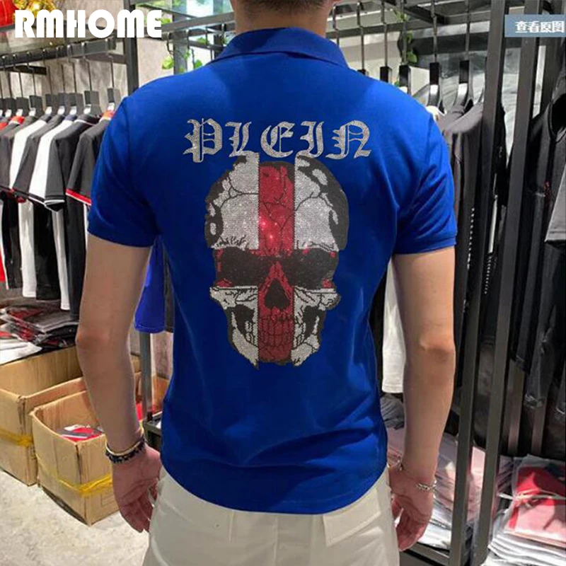 Men's Street Style Polo T-shirt Hip Hop Death's Head Rhinestone Design Polo Tees Summer New Fashion Cotton Male Tops Clothing
Men's Street Style Polo T-shirt Hip Hop Death's Head Rhinestone Design Polo Tees Summer New Fashion Cotton Male Tops Clothing
