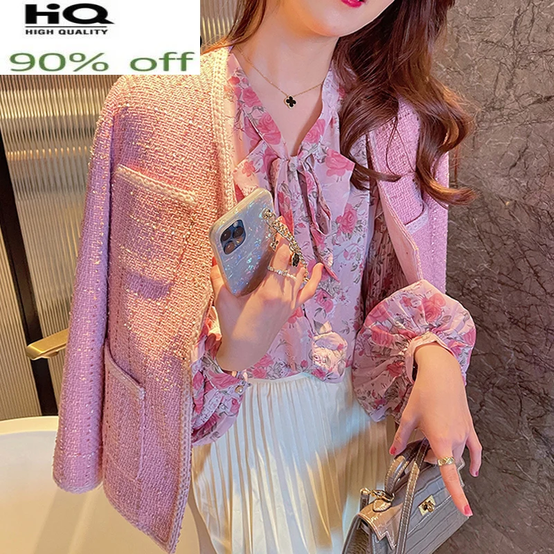 plaid Pink tweed autumn / winter woolen coat Wool classic Ladies new women's jacket
plaid Pink tweed autumn / winter woolen coat Wool classic Ladies new women's jacket