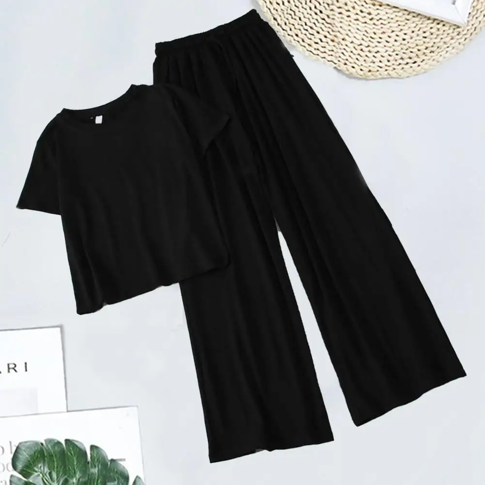 Women T-shirt Trousers Set Round Neck Drawstring Casual Lady Outfit Suit Deep Crotch Women T-shirt Pants Set Lady Garment
Women T-shirt Trousers Set Round Neck Drawstring Casual Lady Outfit Suit Deep Crotch Women T-shirt Pants Set Lady Garment