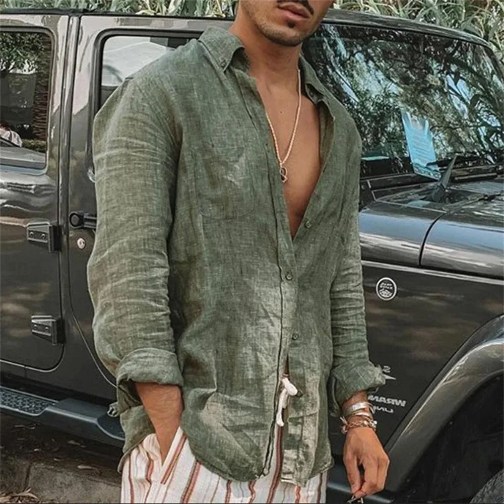 Men's Casual Cotton Linen Tee Shirt Long Sleeve Loose Blouse Button Breathable Top Blouse Spring Autumn Handsome Homme New M-3XL
Men's Casual Cotton Linen Tee Shirt Long Sleeve Loose Blouse Button Breathable Top Blouse Spring Autumn Handsome Homme New M-3XL