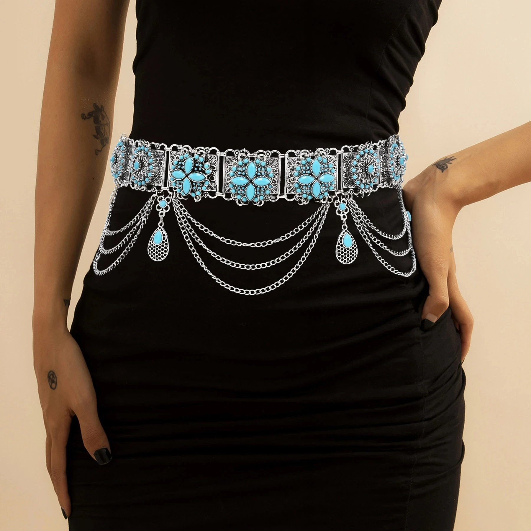 Fashionable Bohemian Style Charm Alloy Blue Crystal Body Waist Chain Women's Party Jewelry Gift
Fashionable Bohemian Style Charm Alloy Blue Crystal Body Waist Chain Women's Party Jewelry Gift