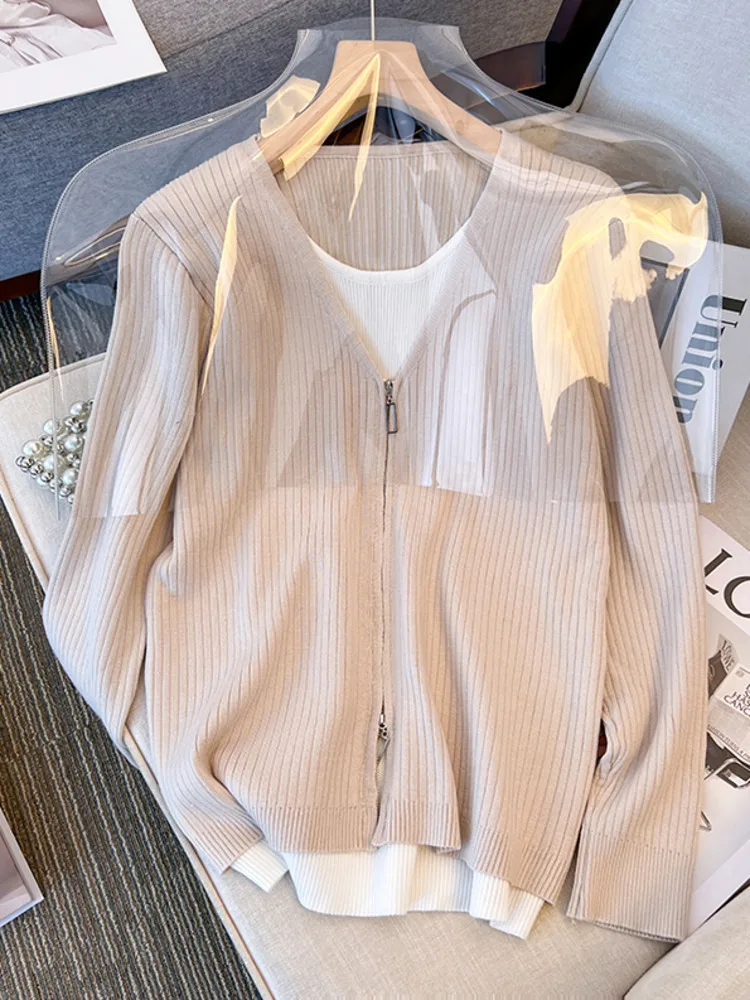 Large Women's Clothing 2022 Autumn Fake Two-piece Zipper Pullovers Sweater Fashionable Slim Knitted Tops Patchwork Chic Jumpers
Large Women's Clothing 2022 Autumn Fake Two-piece Zipper Pullovers Sweater Fashionable Slim Knitted Tops Patchwork Chic Jumpers